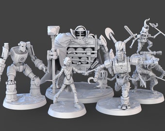 Warforged Miniature Set | Construct Set | Robot Miniatures | Metal Golem | Eberron | 32mm | RPG | 5e DnD |Pathfinder