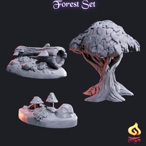 Forest Terrain/Forest Miniatures/Tree/Mushrooms - Tabletop Terrain | Scatter Terrain | Dungeons and Dragons | Safehold | Portals of Atarien