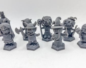 Heroes of Barcadia Miniature Set - Base Game plus Party Pack Expansion Characters - 8 Original Characters