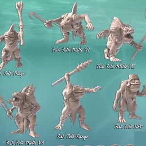 Locathah Miniaturen | Fisch-Folk-Miniatur | Ozean Miniaturen | Wasserminiaturen | Unterwasser | Dungeons and Dragons Terrain