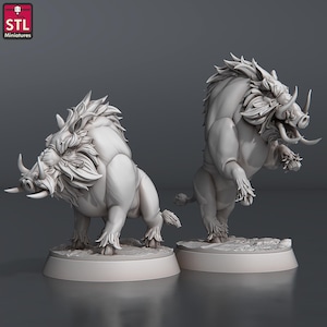 Boar Miniature Set | Wild Boar | Wild Pig | Giant Pig | Hunting | Tusked Boar | 5E | Dungeons and Dragons | Pathfinder | DnD | 5th Edition