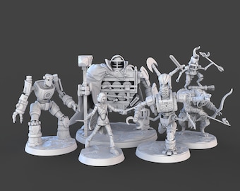 Warforged Miniature Set | Construct Set | Robot Miniatures | Metal Golem | Eberron | 32mm | RPG | 5e DnD |Pathfinder