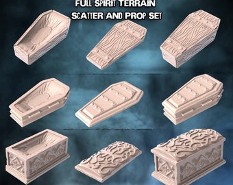 Coffin Terrain Set: 32mm Resin Printed, Dungeons and Dragons, 5e