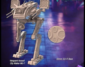 Cyberpunk Mech Walker | Assault Walker | Security Robot | Corporate Security | Cyberpunk Adventurers | Science Fiction Miniatures | RPG