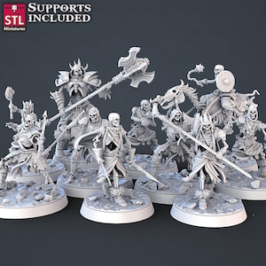 Zestaw miniatur Skeleton Army: 32 mm żywiczne figurki RPG Undead