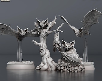 Vampire Bat Miniature Set: Giant Bat, 32mm Resin RPG Model, D&D, Pathfinder