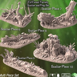 Forest Undergrowth Terrain Set| Forest Scatter Terrain | Mushroom Scatter Terrain | Stump Terrain | Dungeons and Dragons | 32mm | 5e | DnD