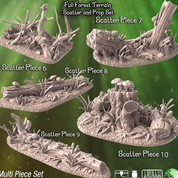 Forest Terrain Set 1| Forest Scatter Terrain | Mushroom Scatter Terrain | Stump Terrain | Dungeons and Dragons | 32mm | Sync Ratio Systems