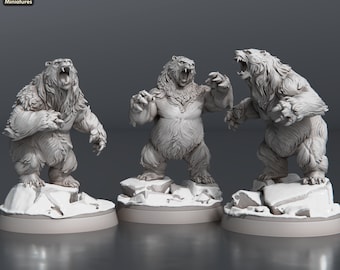 Bear Miniature Set | Brown Bear | Black Bear | Polar Bear | 5E | Dungeons and Dragons | Pathfinder | DnD | 5th Edition