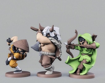 Set di miniature Chibi DnD / Miniature di classe / Barbaro / Bardo / Chierico / Druido / Guerriero / Monaco / Paladino / Ranger / Ladro / Stregone / Mago
