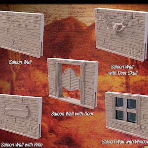 Western Terrain Set 3 | Saloon Walls | Western Bar | Saloon Swinging Door | Western Scatter Terrain | RPG Terrain | 32mm |Sync Ratio Systems