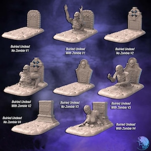 Undead Graveyard Terrain/Miniature Set | Zombie Terrain | Haunted Terrain | Gravestones | Spooky | Dungeons and Dragons| 32mm | 5E | DnD