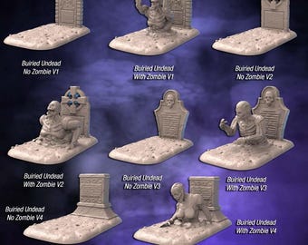 Undead Graveyard Terrain/Miniature Set | Zombie Terrain | Haunted Terrain | Gravestones | Spooky | Dungeons and Dragons| 32mm | 5E | DnD