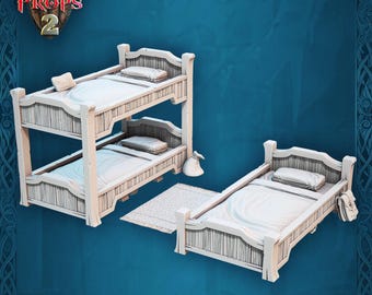 Tavern Miniature Set 3: 32mm Resin Inn Bedroom Terrain for DnD 5E