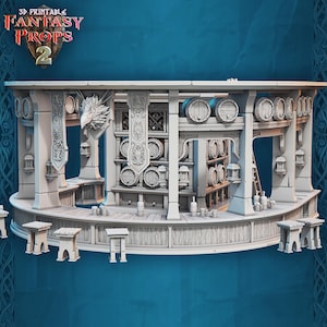 Cena de Bar de Taberna (Premium) – Bar Modular e Rack de Armazenamento | Sistema de Tabuleiro Board Game Boss (32 mm)