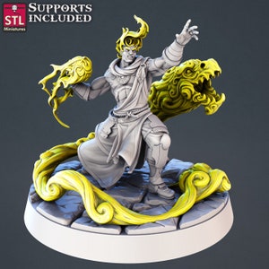 Genasi Miniature Set: 32mm Resin Miniatures for DnD/Pathfinder, Air, Water, Fire, Earth, Elemental
