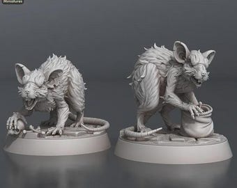 Wilderness Scavenger Pack | DnD Miniatures | Hyena Vulture Rat Miniatures | 32mm Tabletop RPG | D&D Encounter