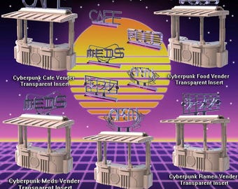 Cyberpunk Terrain Set 1 | Cyberpunk Street Vendor | Cyberpunk Street Terrain | Science Fiction Terrain | Space Terrain | RPG | 32mm
