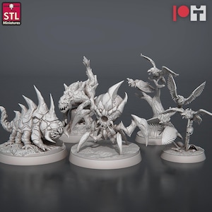 Hell Crow and Magmite Set | Frostgrave | Lava Beast | Crow Swarm | Bird Swarm | Demon Crows | Mutated Crow | RPG | Dungeons and Dragons |DnD