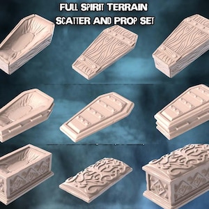Coffin Terrain Set: 32mm Resin Printed, Dungeons and Dragons, 5e