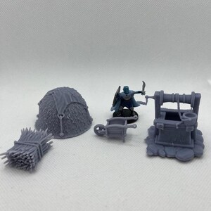 Farm/Water Well/Haystack/Hay Bale/Wagon/Outdoors - Tabletop Terrain/Scatter Terrain/Miniatures Terrain/Dungeons and Dragons/Pathfinder