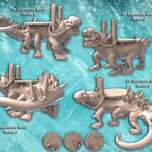 Ice Salamander | Ice Lizard | Lizard Mount | Ice Crystals | Frost Lizard | Frozen Creature | Huge Creature | Tundra Terrors| DnD | 32mm