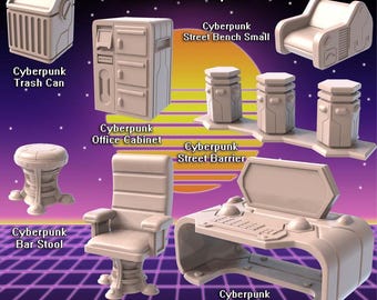 Cyberpunk Terrain Set 3 | Cyberpunk Scatter Terrain | Cyberpunk Street Terrain | Science Fiction Terrain | Space Terrain | RPG | 32mm