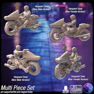 Cyberpunk Mounted Police Miniatures Set | Cops | Swat | Police Bikes | Corporate Security | Scifi Police | Science Fiction Miniatures | RPG