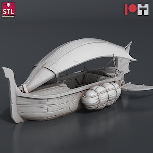 Airship Skiff - Flying Boat - Flying Ship - Airship Cutter - Pirate RPG Minis | Storm King&#39;s Thunder | Dungeons and Dragons | 5e |Pathfinder