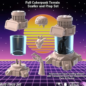 Cyberpunk Terrain Set 5 | Cyberpunk Cannon | Cyberpunk Portal | Cyberpunk Scatter Terrain | Science Fiction Terrain | Space Terrain | 32mm