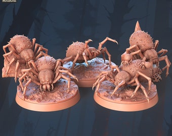 Giant Spider Miniature Set | Large Spider | Giant Spider | Spider Swarm | Wolf Spider | Shelob | 5E | Dungeons and Dragons |DnD |5th Edition