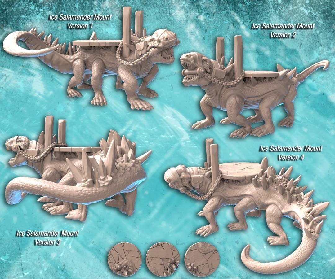 Lizard Racing Mount Ice Salamander | Ice Lizard | Lizard Mount | Ice Crystals | Frost ...