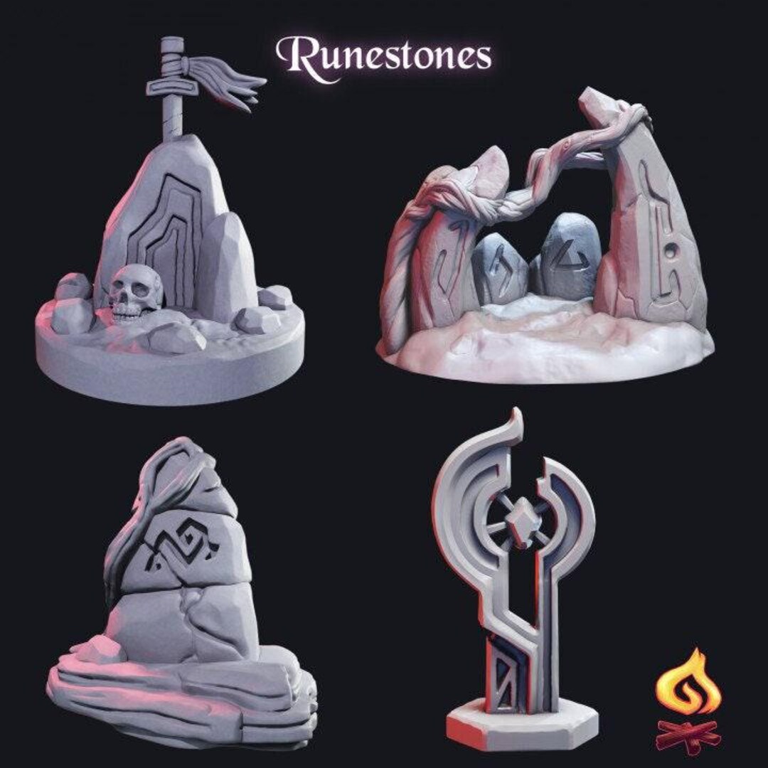 Shrine Runes Runestone | Runes | Magical Stones | Shrine - Tabletop Scatter Terrain ...