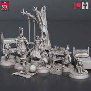 Set de miniaturas de orfanato / Miniatura de niño pequeño / Niños / Monjas / Juguetes / Litera / Pizarra / Terreno de mesa / DnD / Miniaturas / Pathfinder