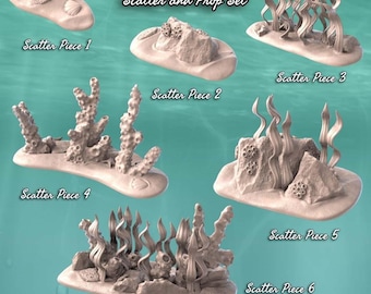 Ocean Terrain Set 1: 32mm ABS Resin Scatter Terrain for D&D