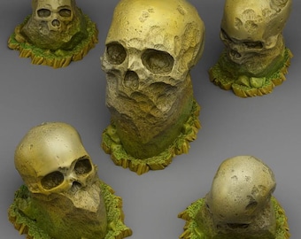 Giant Stone Skull Set | Forest |  | RESIN | Fantasy | DnD | RPG | Tabletop Gaming Swamp Scatter Terrain | D&D |  Village City Tavern