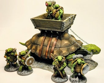 28mm Tortle War Party Cleric Fighter Archer Mount For DnD Dungeons & Dragons Terrain Turtle Resin Fantasy War Games Pathfinder TTRPG Mini