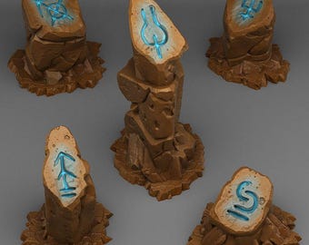 Sci Fi Glyph Stone Set | Forest |  | RESIN | Fantasy | DnD | RPG | Tabletop Gaming Swamp Scatter Terrain | D&D |  Village City Tavern