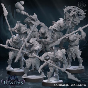 Sahuagin Warriors | Mammoth Factory | Titan Tides | RESIN | Fantasy | DnD | RPG | Tabletop | Gaming Miniature | Ship | Monster | Sea | 3D
