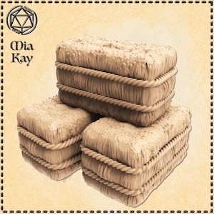 28mm Hay Bales |  D&D 5e | Dungeons and Dragons | Pathfinder | Fantasy RPG Tabletop Games | Scatter Terrain | Farm | Village | Horse