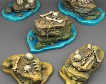Pirate Stones Set | Forest |  | RESIN | Fantasy | DnD | RPG | Tabletop Gaming Swamp Scatter Terrain | D&D |  Village City Tavern