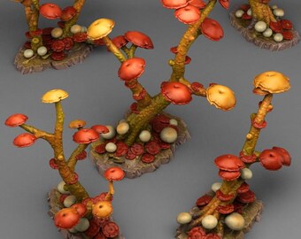 Mushroom Tree Set | Forest | RESIN | Fantasy | DnD | RPG | Tabletop Gaming | Tree Scatter Terrain | D&D | Village City Tavern Swamp