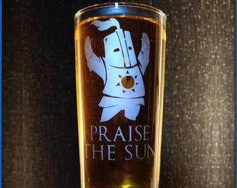 Dark Souls Praise The Sun Inspired Etched Glasses - 100% Dishwasher Safe