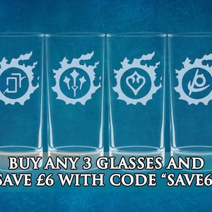 FFXIV Job Logo Etched Glasses - ALL Jobs Available