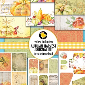 Autumn Ephemera, Pumpkin Harvest Journal Kit, Printable Autumn Junk Journal Kits, Fall Printable, Orange Junk Journal Kit