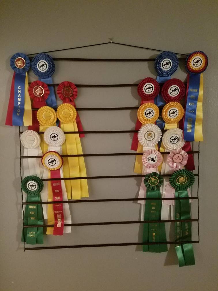 Horse Show Award Ribbon Display red mahogany finish Etsy
