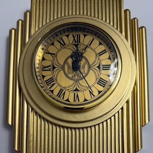 Art Deco Geometric Wall Clock, Hand-Painted 1920s Linear Design. Gold, Blue, Green, Red