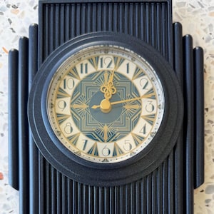 Linear Geometric Wall Clock, Hand-Painted 1920s Art Deco Style. Blue, Green or Red. Limited run.