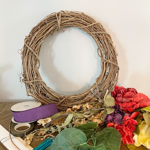 DIY Wreath Kit, Fall Grapevine Wreath Kit, Complete Wreath Kit, Elegant Fall Wreath image 3