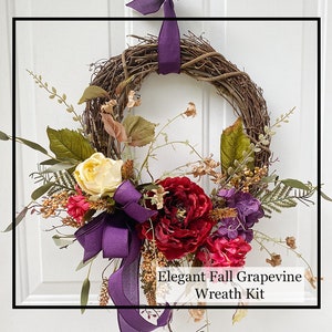 DIY Wreath Kit, Fall Grapevine Wreath Kit, Complete Wreath Kit, Elegant Fall Wreath image 1